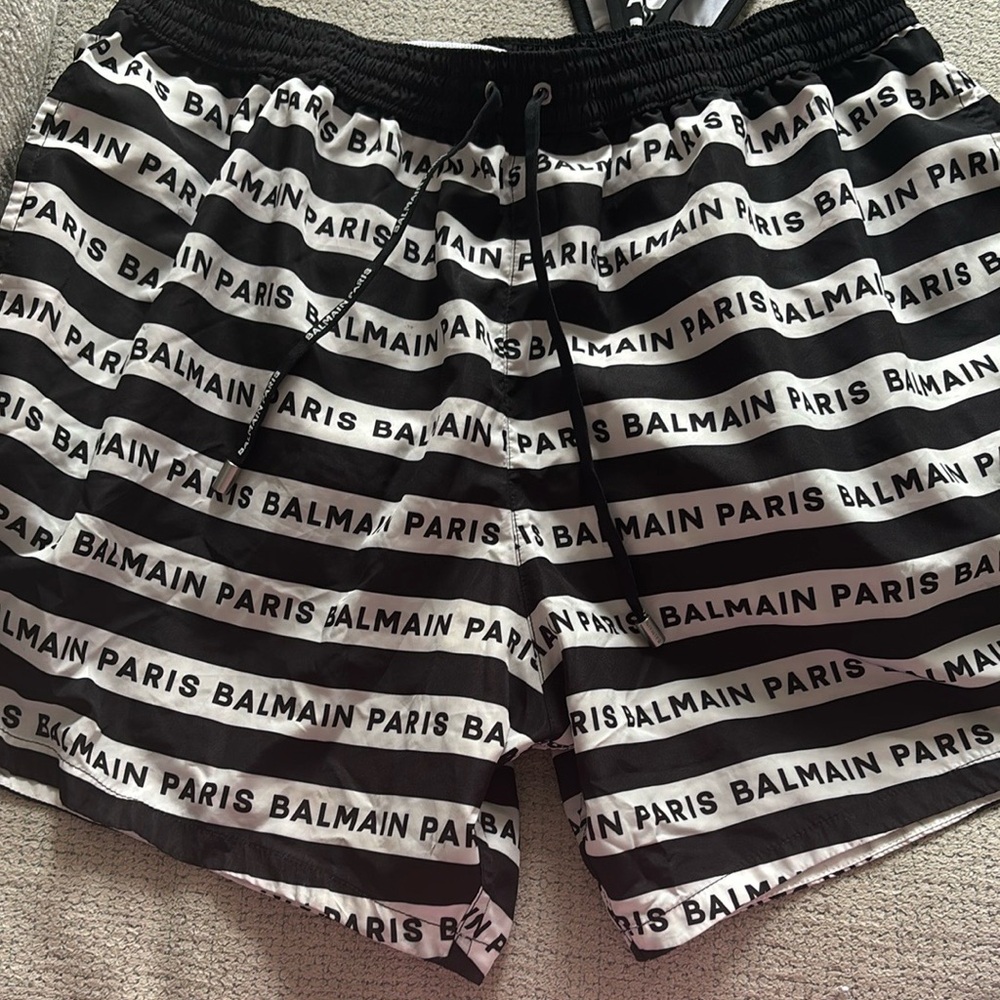 Balmain Black and White Men's Shorts